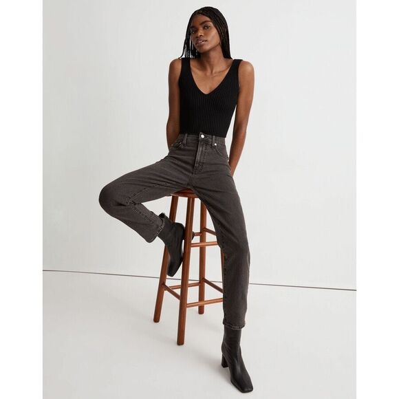 Madewell The Perfect Vintage Straight Jean in Lunar Wash Size 30 Solid Wash Grey - Picture 1 of 9